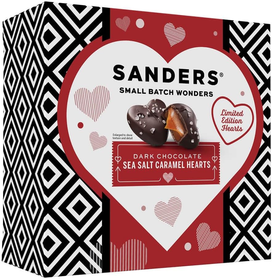 Sanders Dark Chocolate Sea Salt Caramel Hearts 7 oz Box