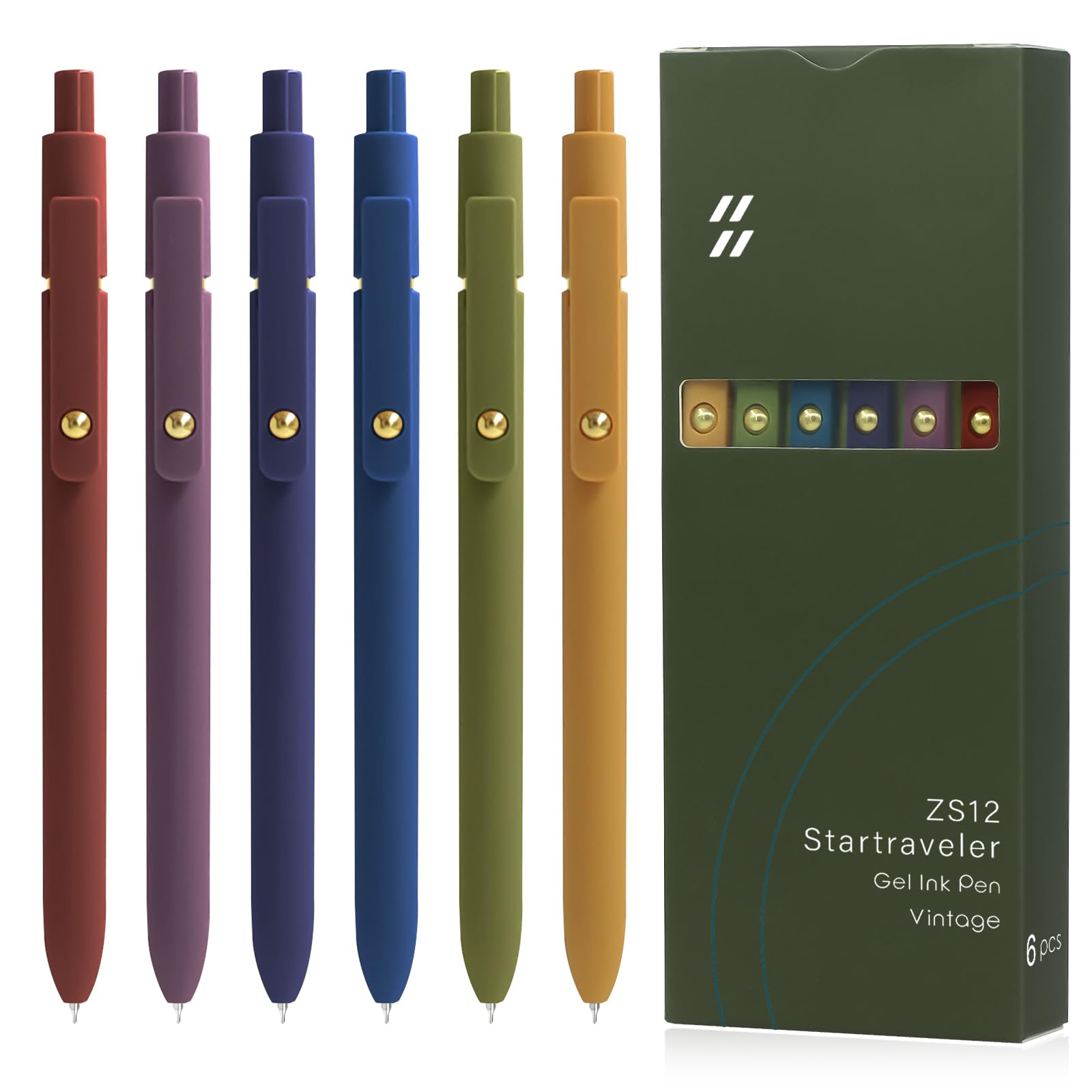 YOXMJDB 6 Pcs Gel Pens, 0.5mm Black Ink Pen Fine Point Smooth Writing Pens Japanese Cute Pen for Journaling and Note Taking, Gifts for Women Men, 6