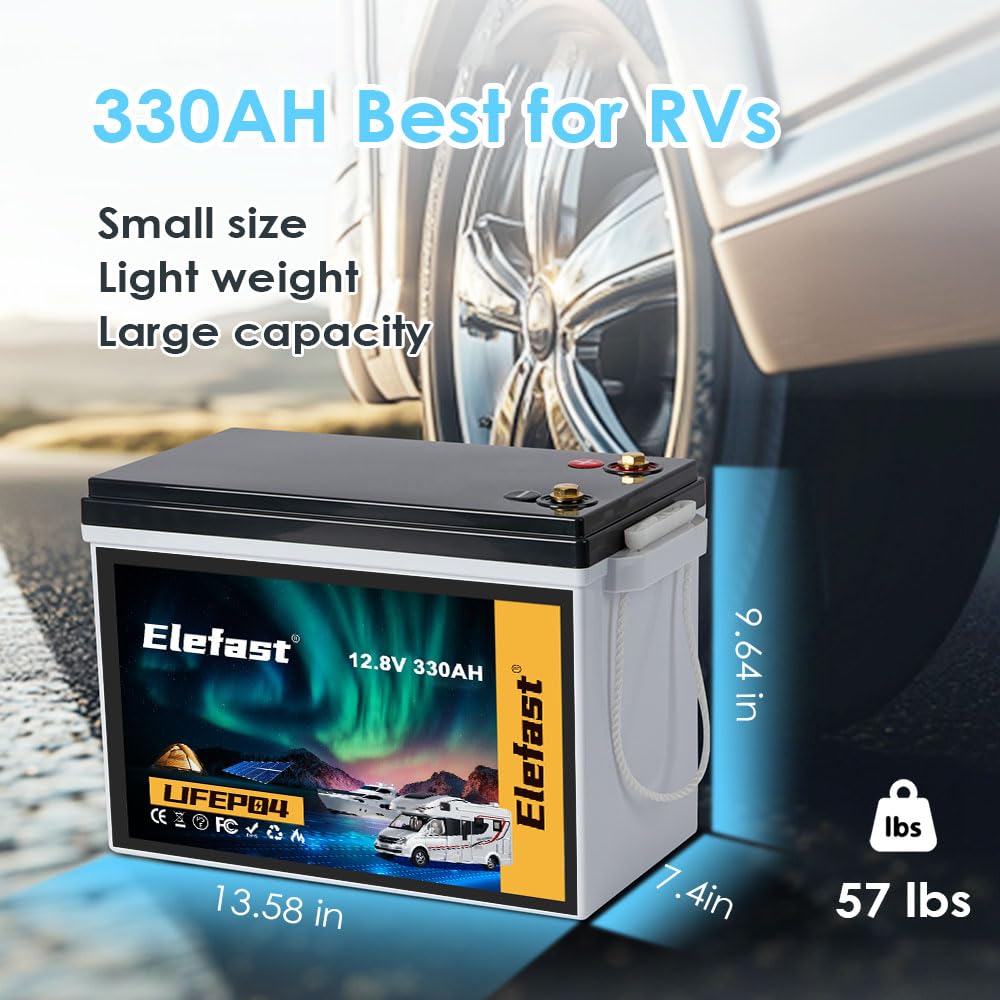 12V 330AH Lifepo4 Battery, Big Capacity Lithium RV Battery With Bluetooth and 200A BMS,Up to 8000 Deep Cycle.Perfect for RV,Solar Energy,Off-Grid System