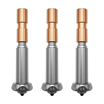 3-Pack Hardened Steel Nozzles for Anycubic Kobra 3 Max, 0.4mm 0.6mm 0.8mm Quick Swap Integrated Hotend Throat Tube, High Speed 3D Printer Nozzle Kit