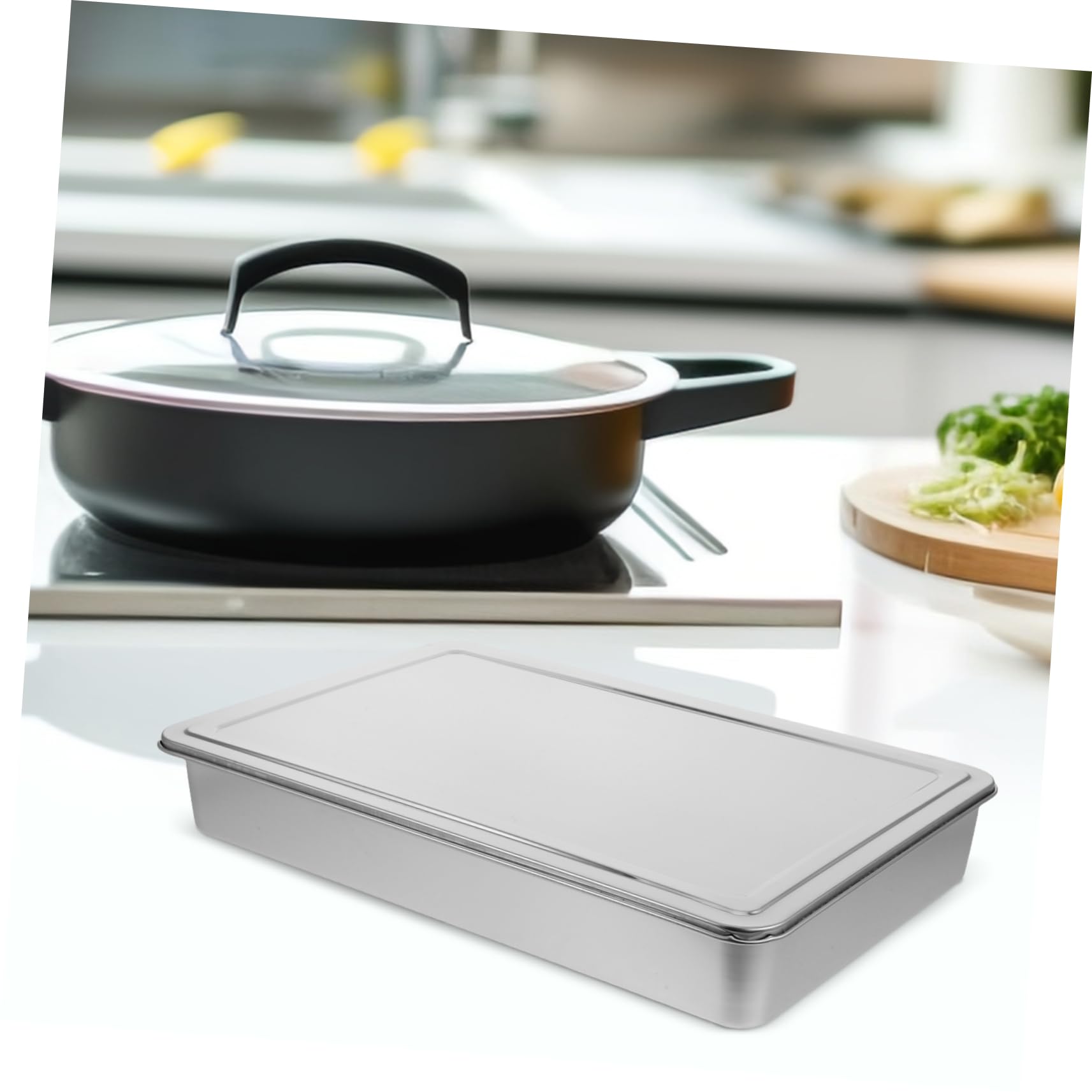 Alipis Moule à Pâtisserie Rectangulaire Avec Couvercle Acier Inoxydable Pour Brownies Gâteaux Et Plats Mijotés Convient Aux Fours