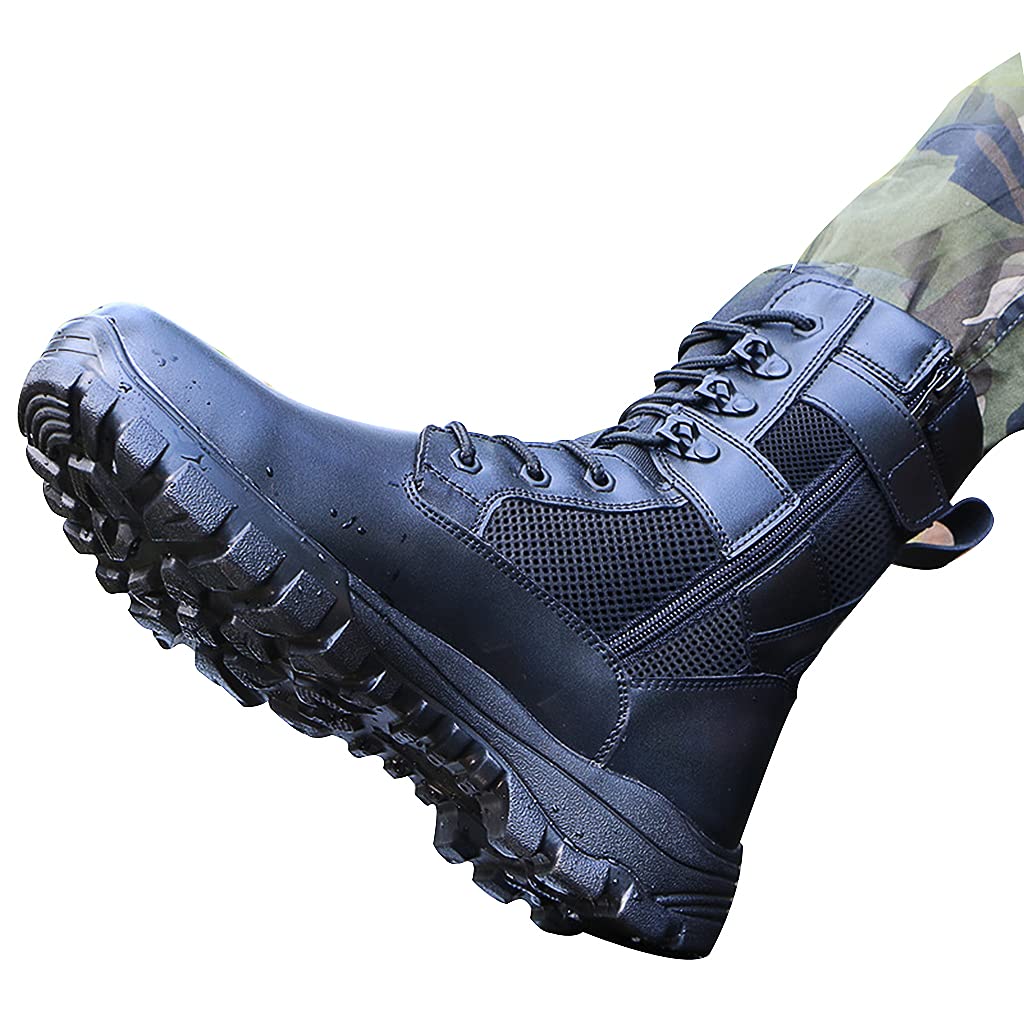 Ultralight boots Boots dla mężczyzn, wysokiej góry Mesh Oddychające buty wojskowe z boku zamek błyskawiczny,Black Mesh-42(UK 8.5)