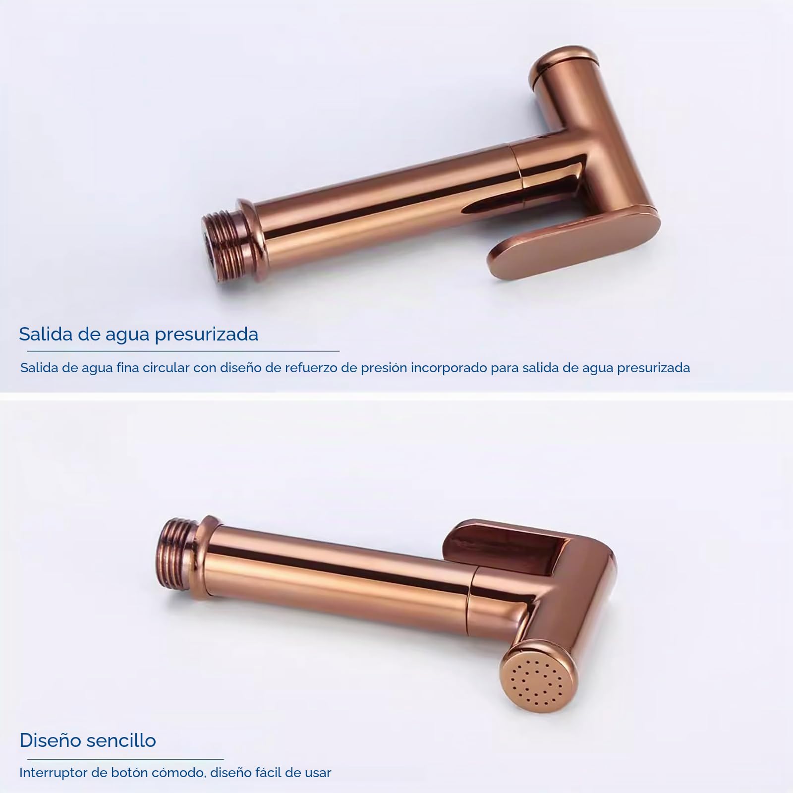 Oro Rosa Kit de Rociador de Mano para Inodoro, Agua Fría Rociador de Bidé de Mano en Pared Latón Pulverizador de Bidé de Mano con Manguera de 1.5M y Soporte, para Higienico Personal, Duchas