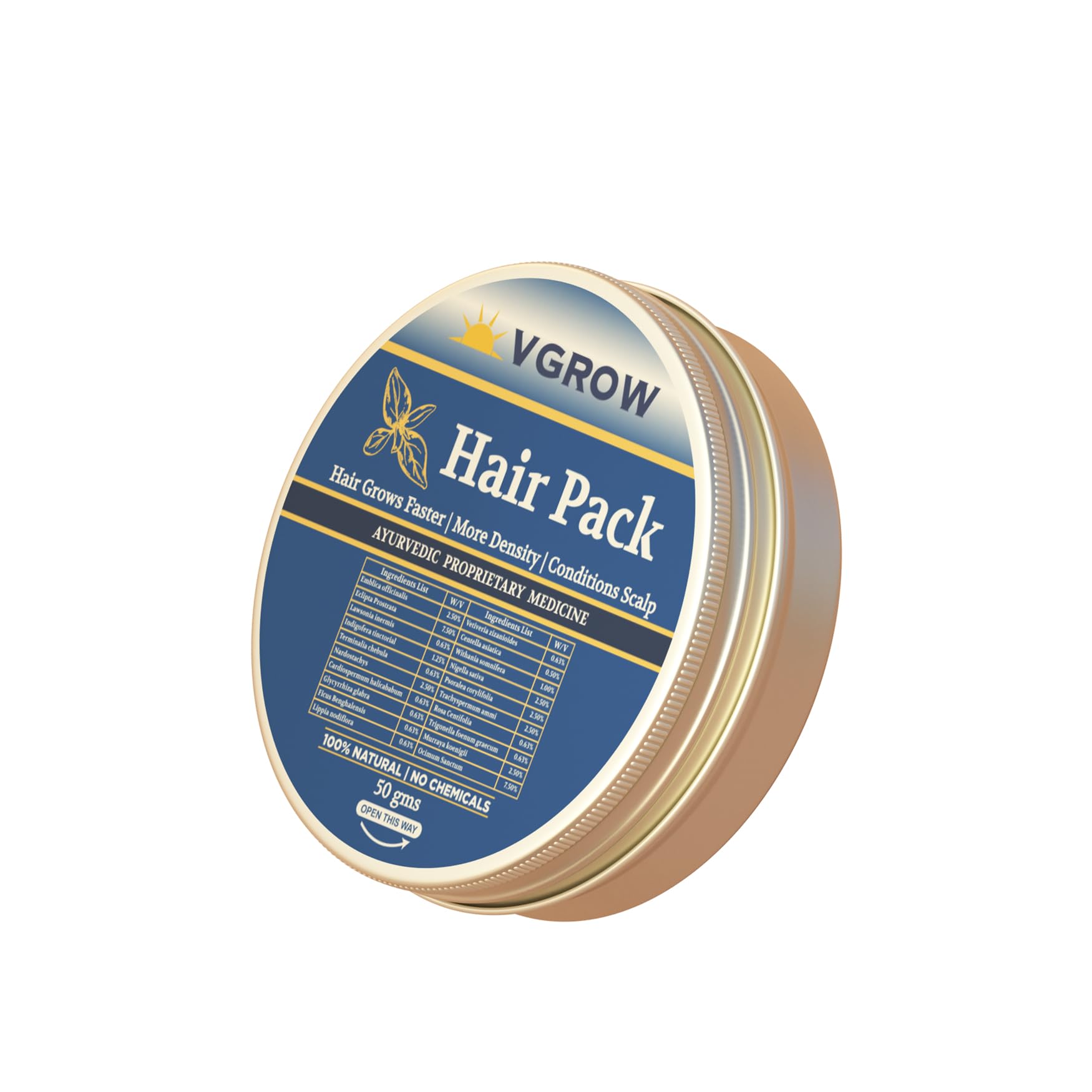 VGROW Hair Pack, Natural Ayurvedic Hair Growth Treatment, 50g