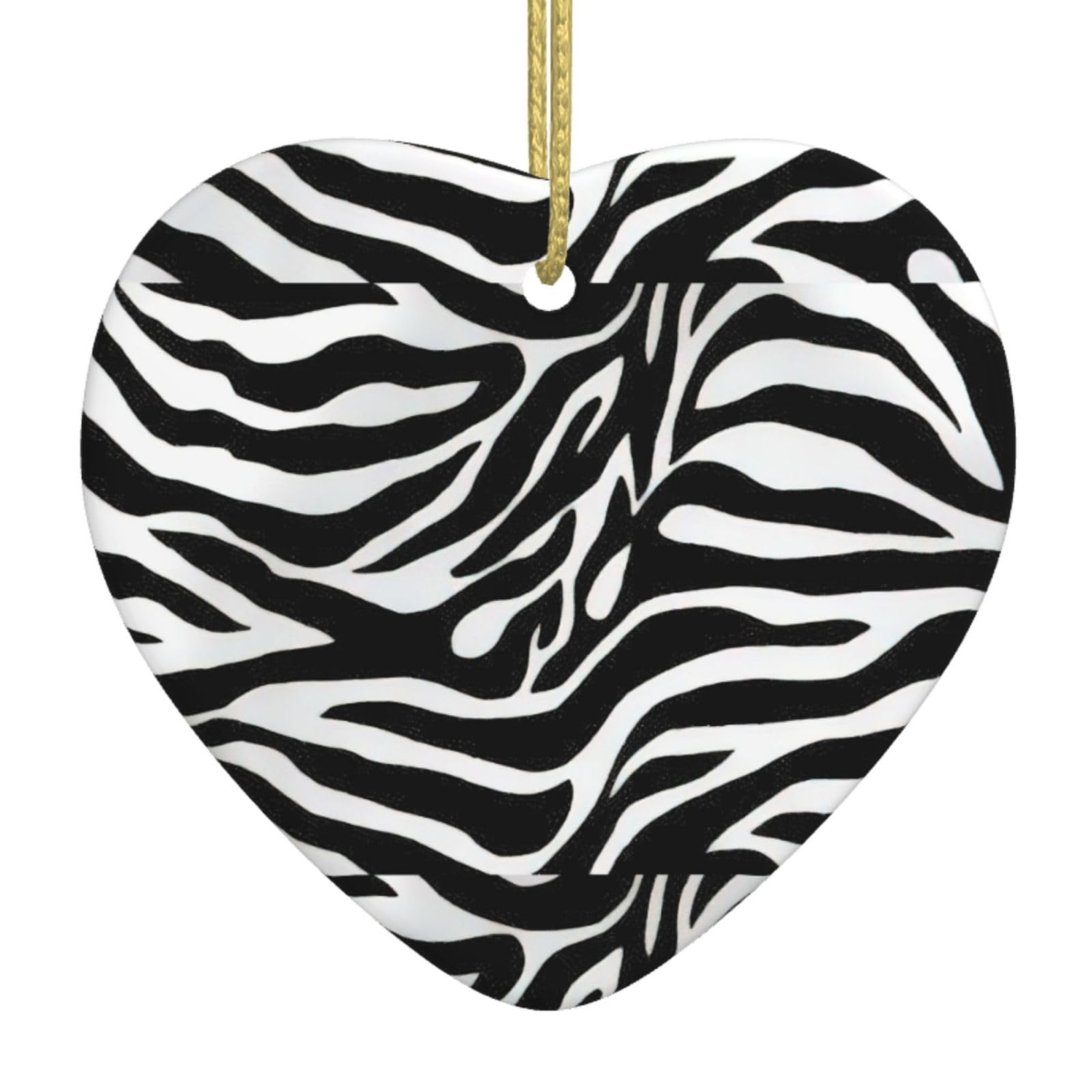 Nezih Zebra Print Print Xmas Ornaments, Christmas Tree Heart Ceramic Hanging Home Office Hanging Decor