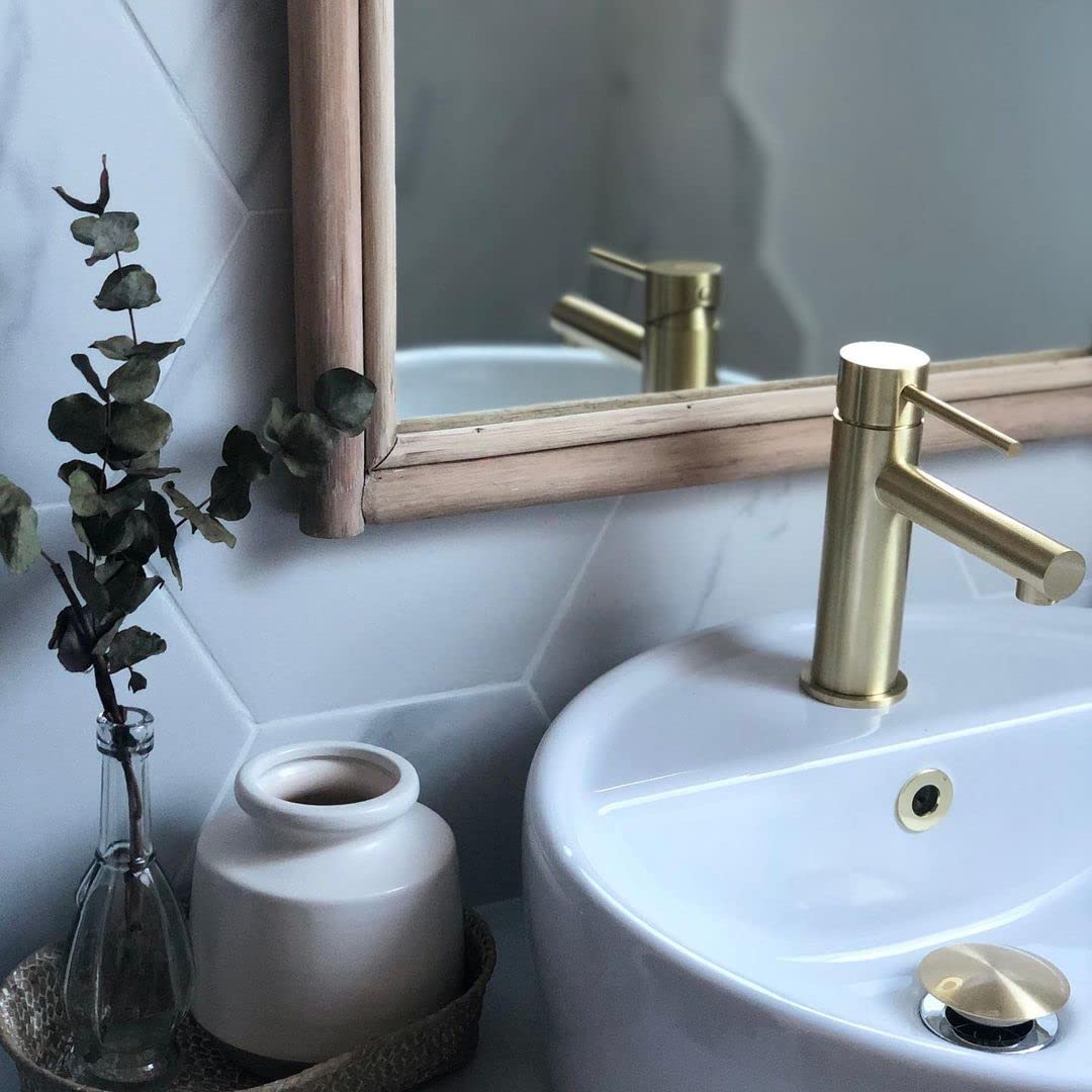 Essebagno 9019576 Luisa bateria umywalkowa niskozłota szczotkowana
