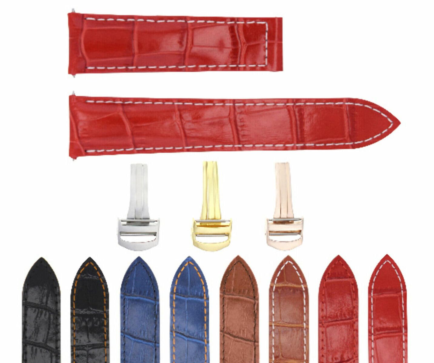 Ewatchparts 20mm Replacement Leather Watch Band Strap With Deployment Clasp Compatible With Cartier Tank Francaise