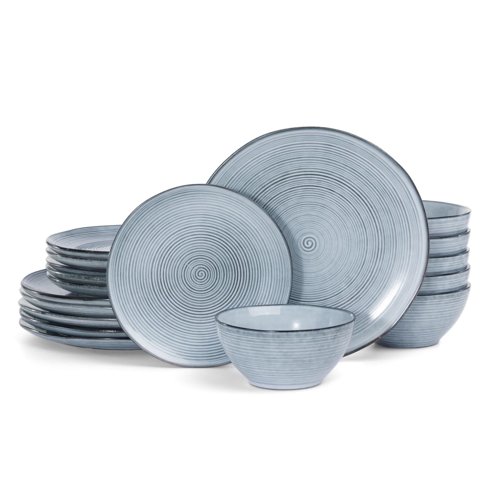 Amazon.com: Famiware Tempus Plates and Bowls Sets for 6, 18 Pieces
