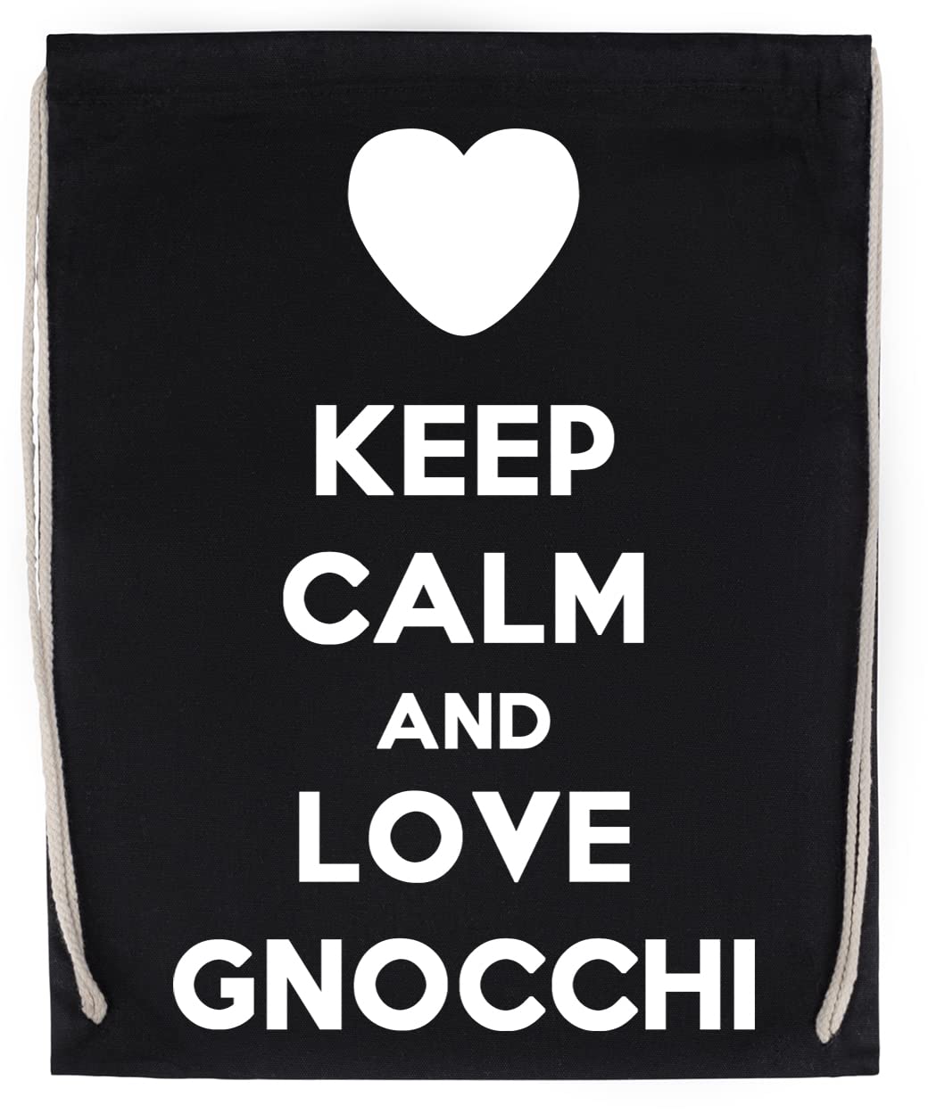 Keep Calm And Love Gnocchi torba sportowa ze sznurkiem ściągającym, czarna torba sportowa