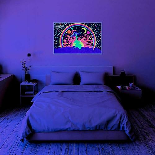 Miniatura 5 de Póster de luz negra flocada de Audrey Herbertson de abducción psicodélica, 35 x 23 pulgadas