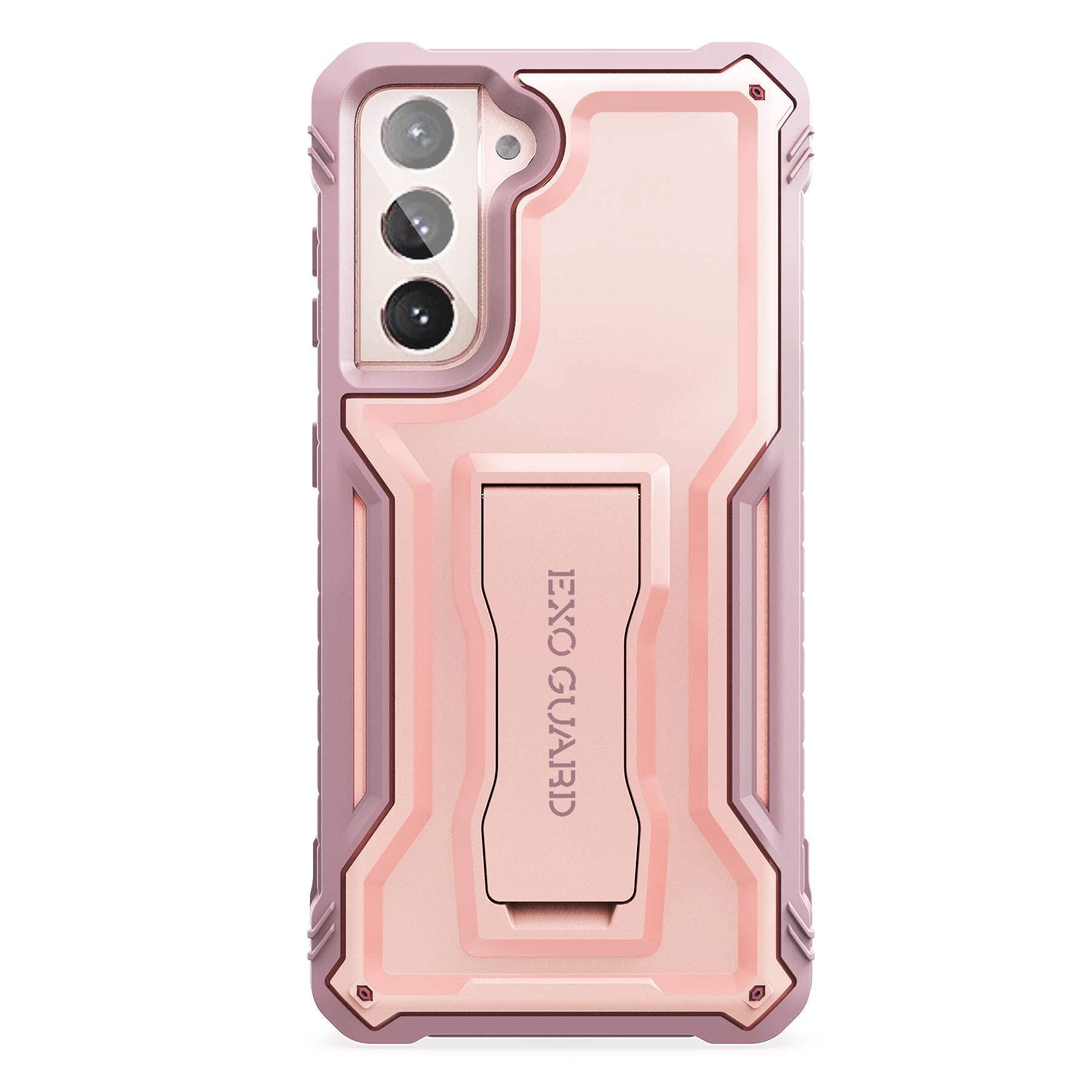 Amazon Com Exoguard Samsung Galaxy S21 5g Case Rubber Shockproof Full Body Cover Case For Samsung S21 5g Phone 6 2 Inch Built In Kickstand Pink Cell Phones Accessories