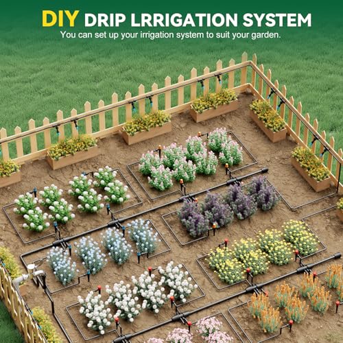 Image of Drip Irrigation System for Garden, 2026-Upgraded Quick Connect Garden Watering Kit All-in-One with 1 /2 inch 1 /4 inch Irrigation Tubing for Garden, Lawn, Greenhouse, Raised Beds (126FT)