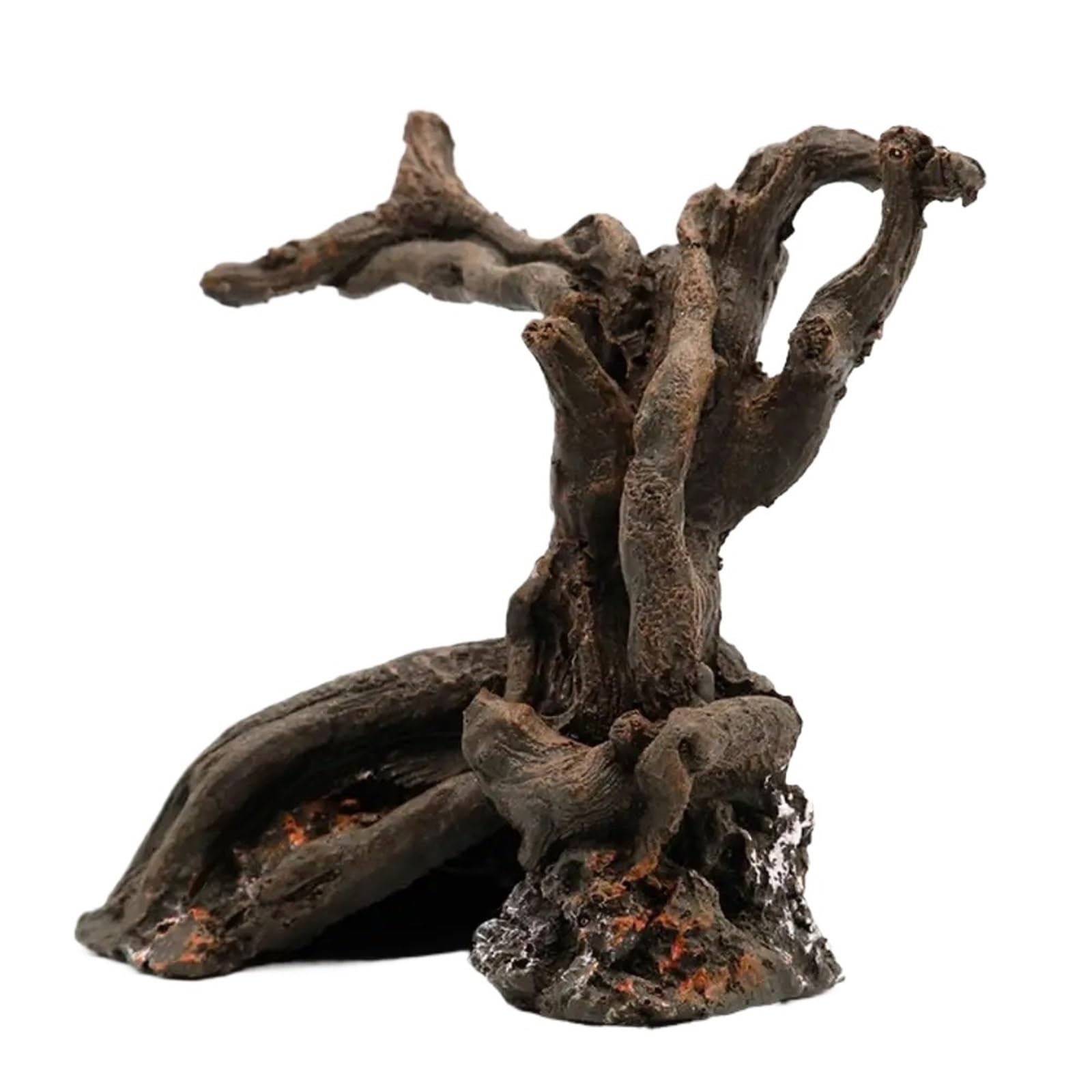 QuxetlRyz Aquarium Tunnel Decoration 12cm Resin Tree Trunk Ornament Decorative Driftwood Hermit Crab Climbing Toy Simulation Reptile Cylinder Roots Plant