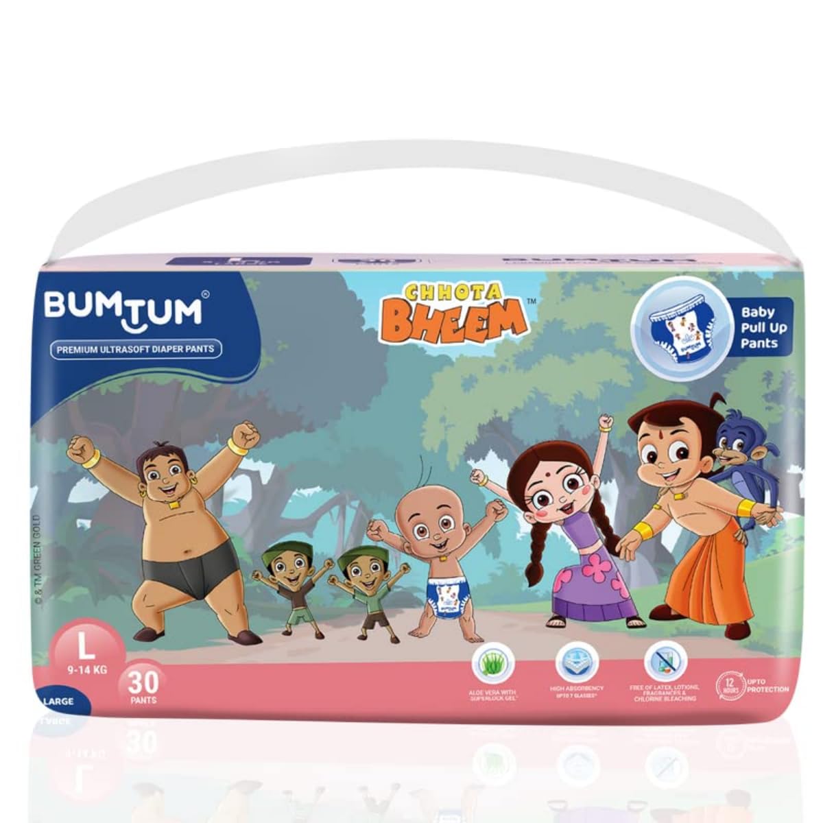 Bumtum Baby Diaper Pants, Large Size, 30 pcs, Double Layer Leakage Protection Infused With Aloe Vera, Cottony Soft High Absorb Technology, 1 count-picture-35