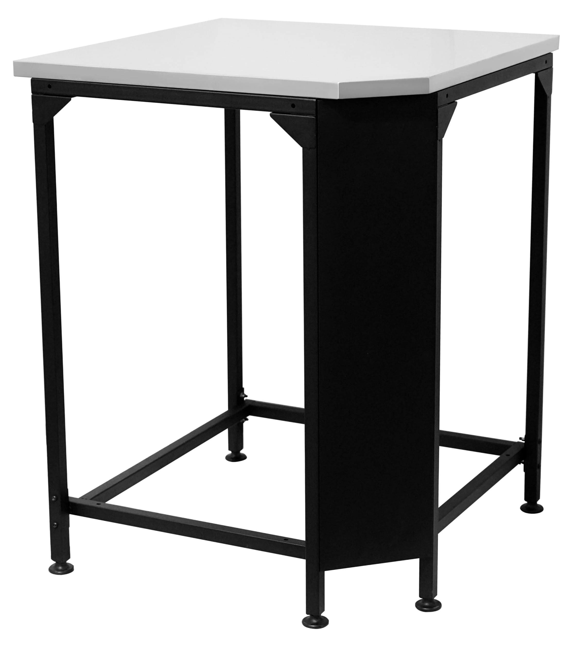 cozze® Outdoor Kitchen Corner Table 705 x 705 – Stainless Steel 430 Worktop, Modular Extension Table with Adjustable Feet, 100 kg Load, Black Steel Frame