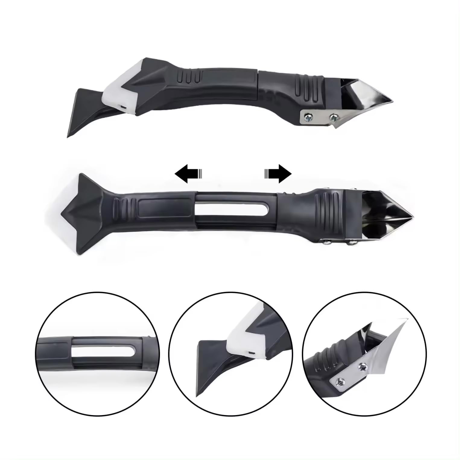 2 Pack 3-IN-1 Caulk Tool for Removal and Application, for Bathroom, Kitchen, Flooring, Windows, Sinks and Frames Seal 1