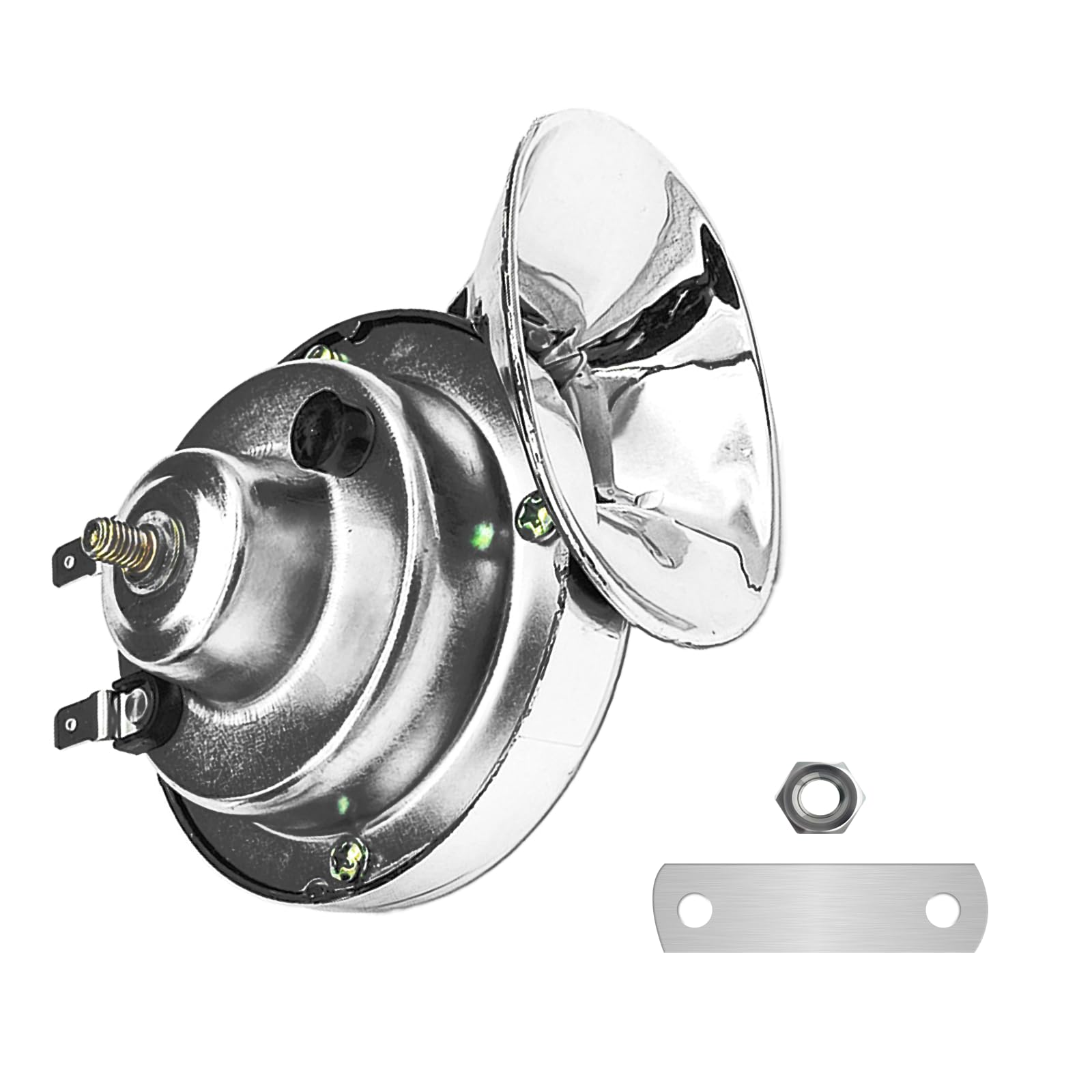 300DB Super Loud Train Horns, 12V Car Air Electric Snail Single Horn, Waterproof High Low Tone Air Horns Replacement for Car Motorcycle Truck Bike Boat & Any 12V Vehicles (Sliver TZ-101)