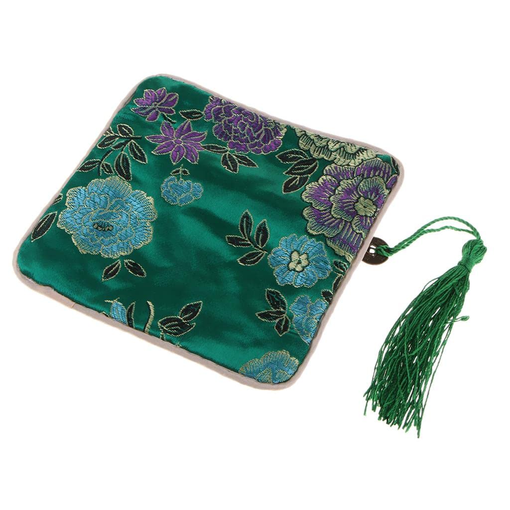 Guzheng Nail Tape Storage Bag Silk Brocade Jewelry Pouch Bag Purse Green-picture-12