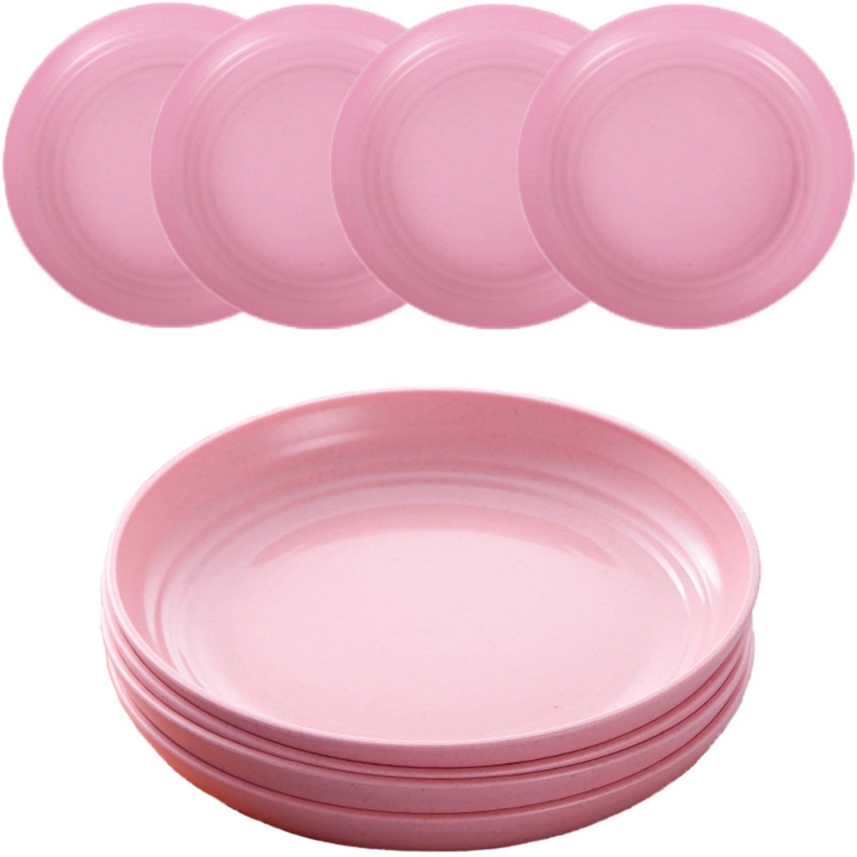 MaoMaoCha Plastic Plates Reusable Set of 4, 20 cm Unbreakable Dinner Plates