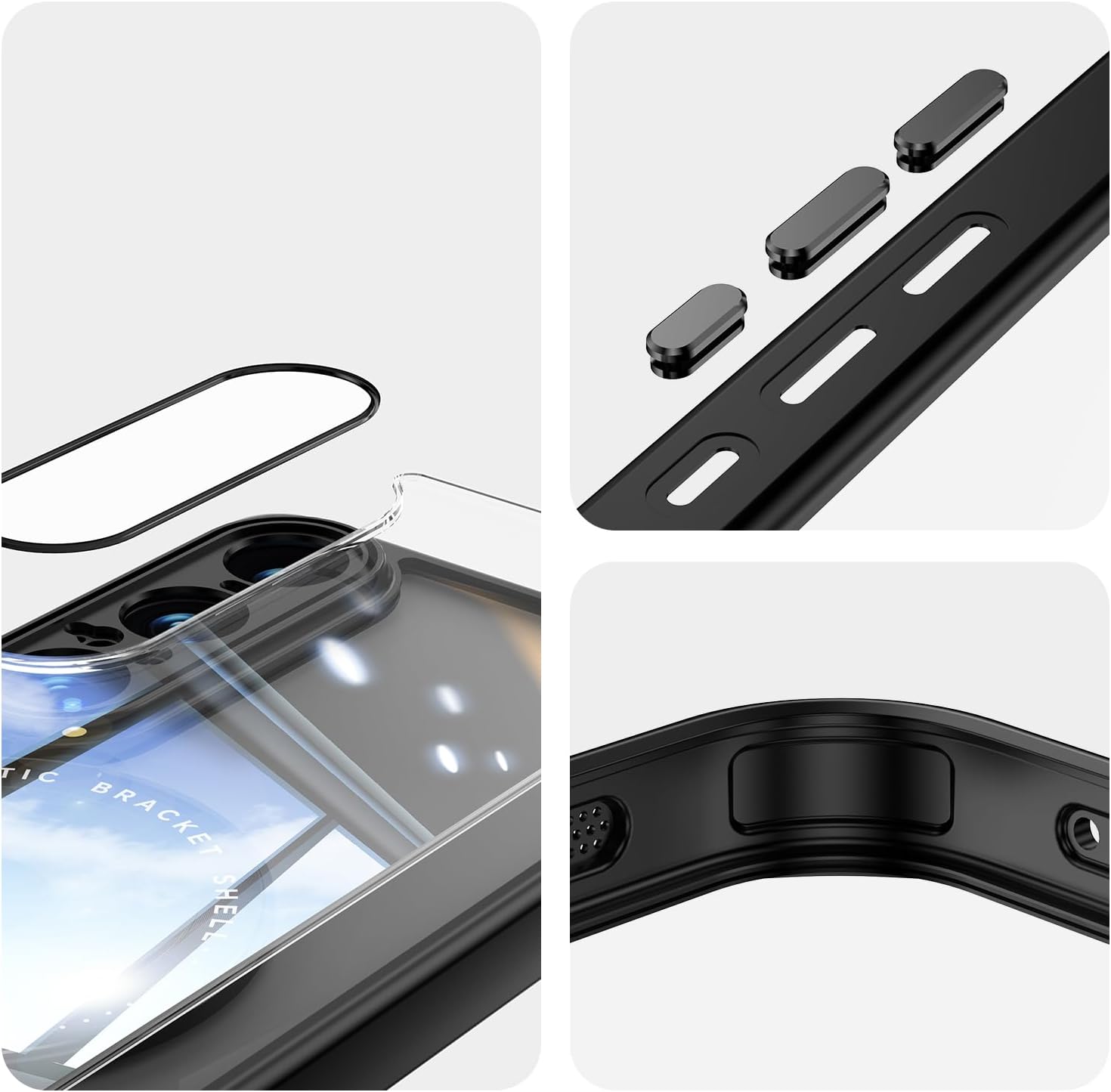 QUIETIP Case Compatible with Sony Xperia 1 VII,Compatible with MagSafe with 360 Magnetic Rotatable Ring Stand Clear Cover,Black