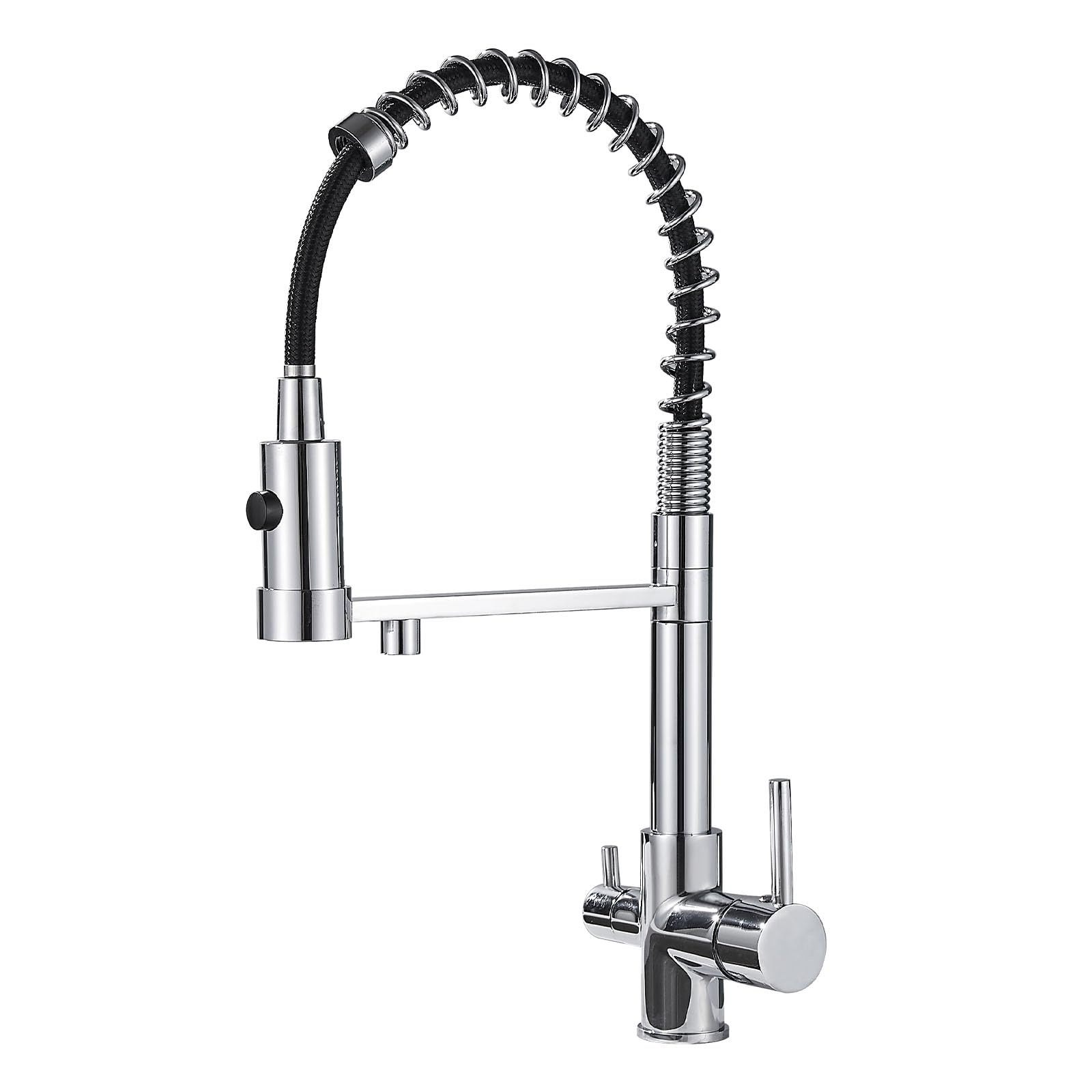 Rubinetto da cucina a 3 vie, con molla a spirale, girevole a 360°, con doccetta estraibile, 3 in 1, per filtro dell'acqua (3 vie (01), cromato)