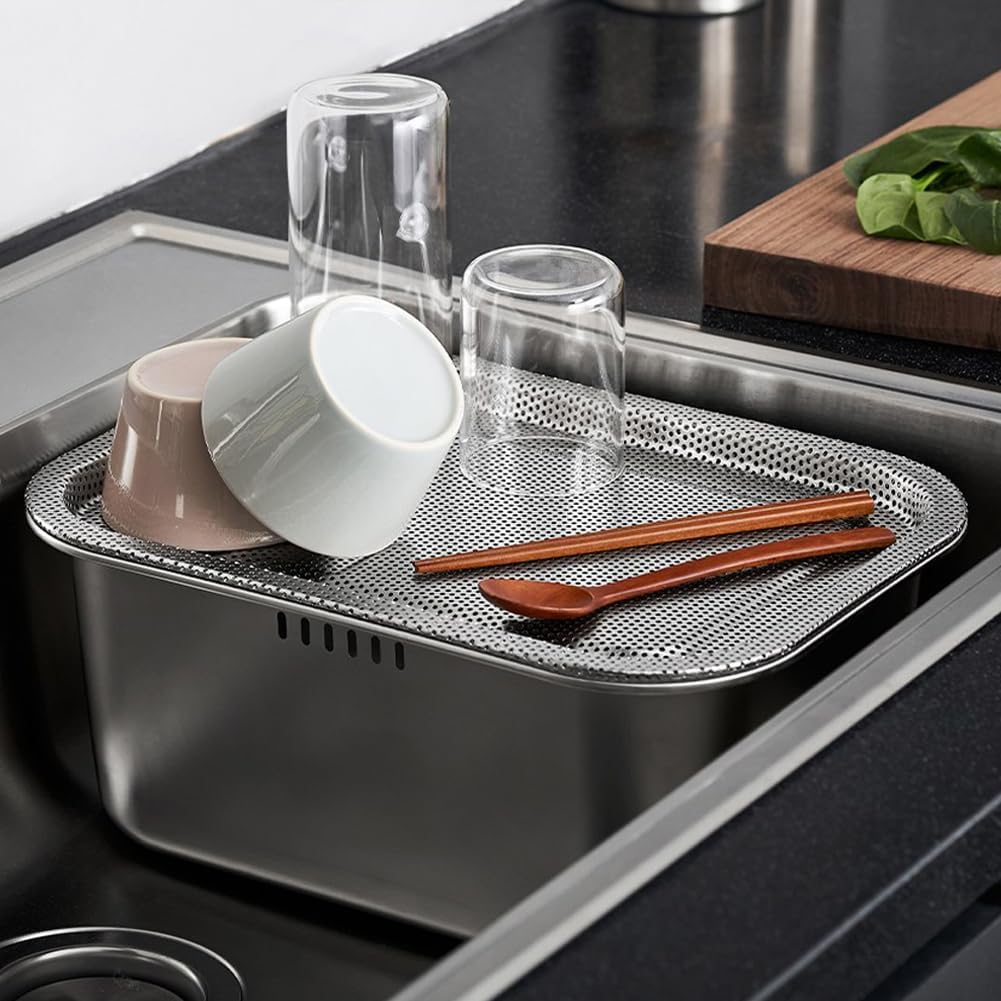 Stainless Steel washing up Bowl with perforated lid 10L, Large, Silver