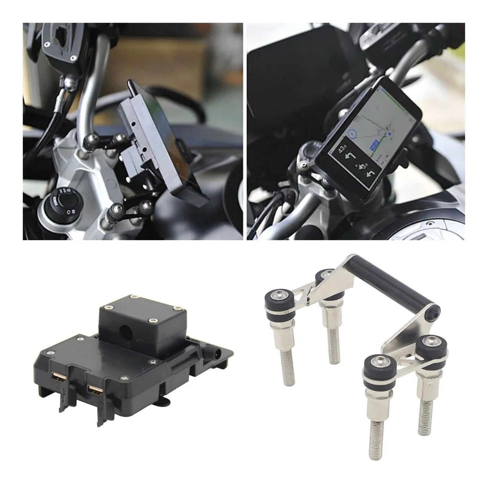 Soporte De Navegación GPS para Motocicleta Soporte De Navegación para Motocicleta 12 Mm con Carga USB Teléfono Manillar para F750GS, F850GS, F800GS, F700GS, R1200R(C)