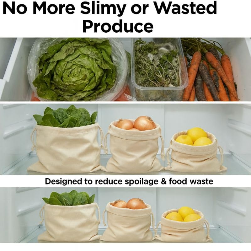 100% Reusable Cotton Produce Bags