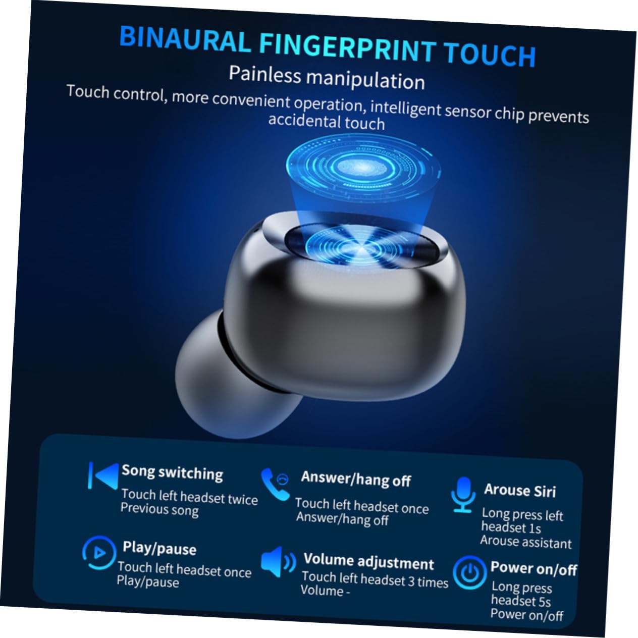 Auricolari Wireless con Controllo Touch e Display LED Cuffie In Ear Resistenti all'Acqua con Riduzione Rumore Custodia di Ricarica Portatile con Batteria Auricolari Mini