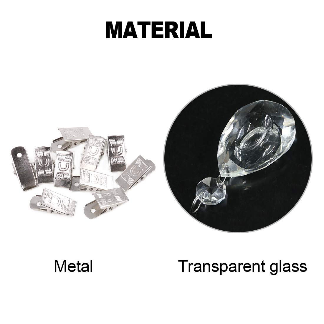 Glarks Tablecloth Weights Set, 10Pcs Metal Clip AB Crystal Glass Teardrop Prisms Pendant Tablecloth Weights (Longan) - Image 4