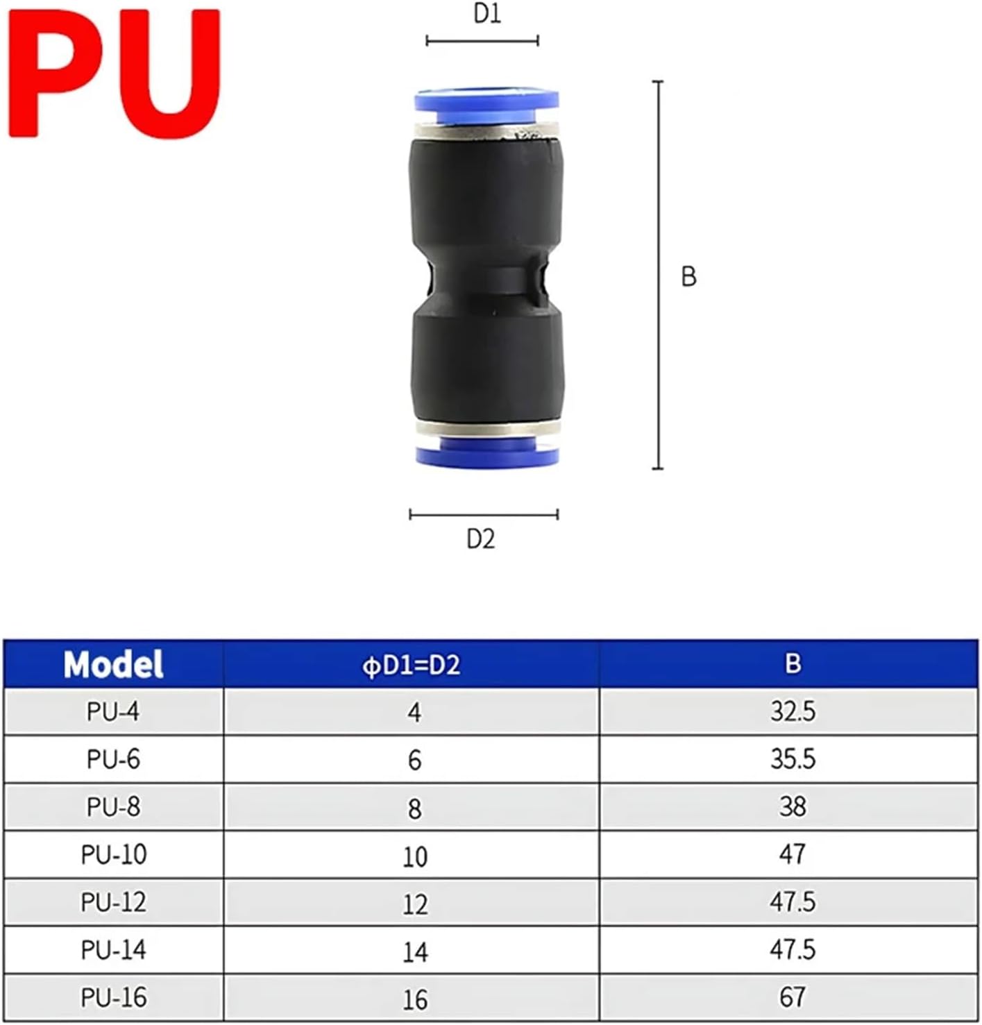 Pneumatic Fitting Pipe Connector Tube Quick Release Hose Plastic PU/PE/PY/PV/PK/PZA/PM/SA 4mm/6mm/8mm Connectors 5/10Pcs(PU(10PCS),6mm)