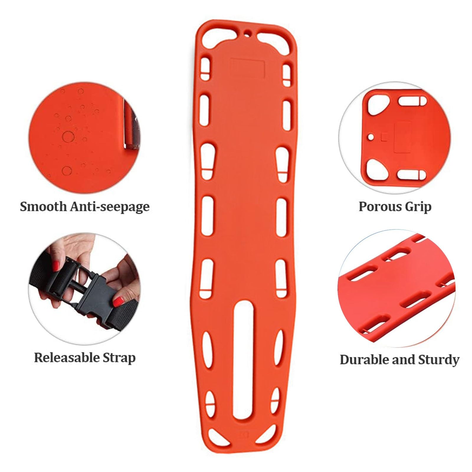 Spine Board barella portatile per soccorso di emergenza, leggero, con cinghie per un forte carico, ideale per uso esterno e ambulanza