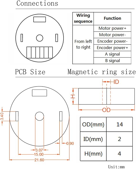 YC2010-22 Incremental magnetic encoder for DC motor 12PPR