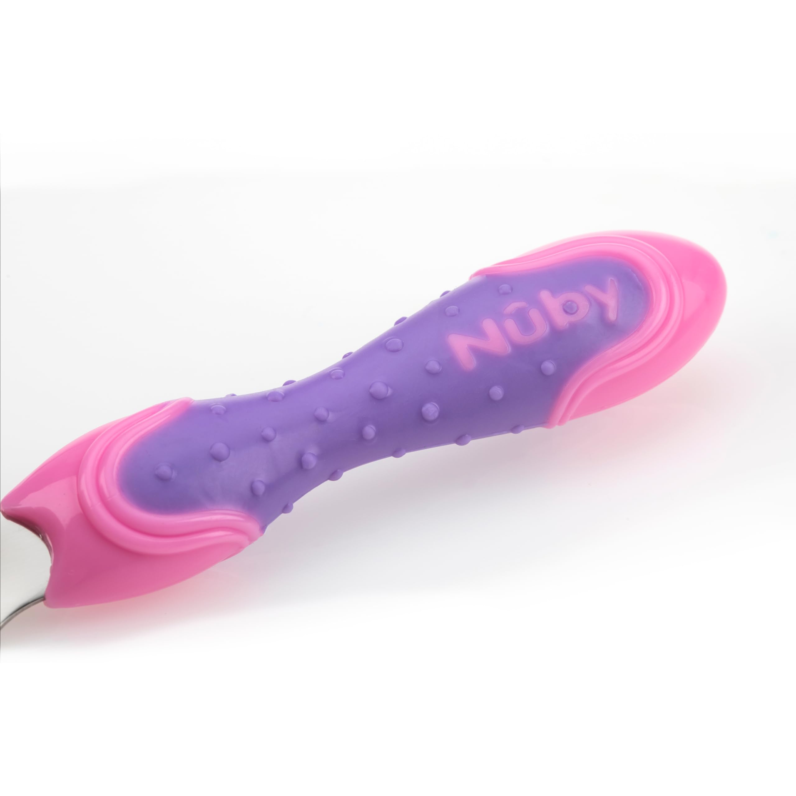 Nuby - Utensili in acciaio INOX, 2 pezzi, colore: Rosa/Viola