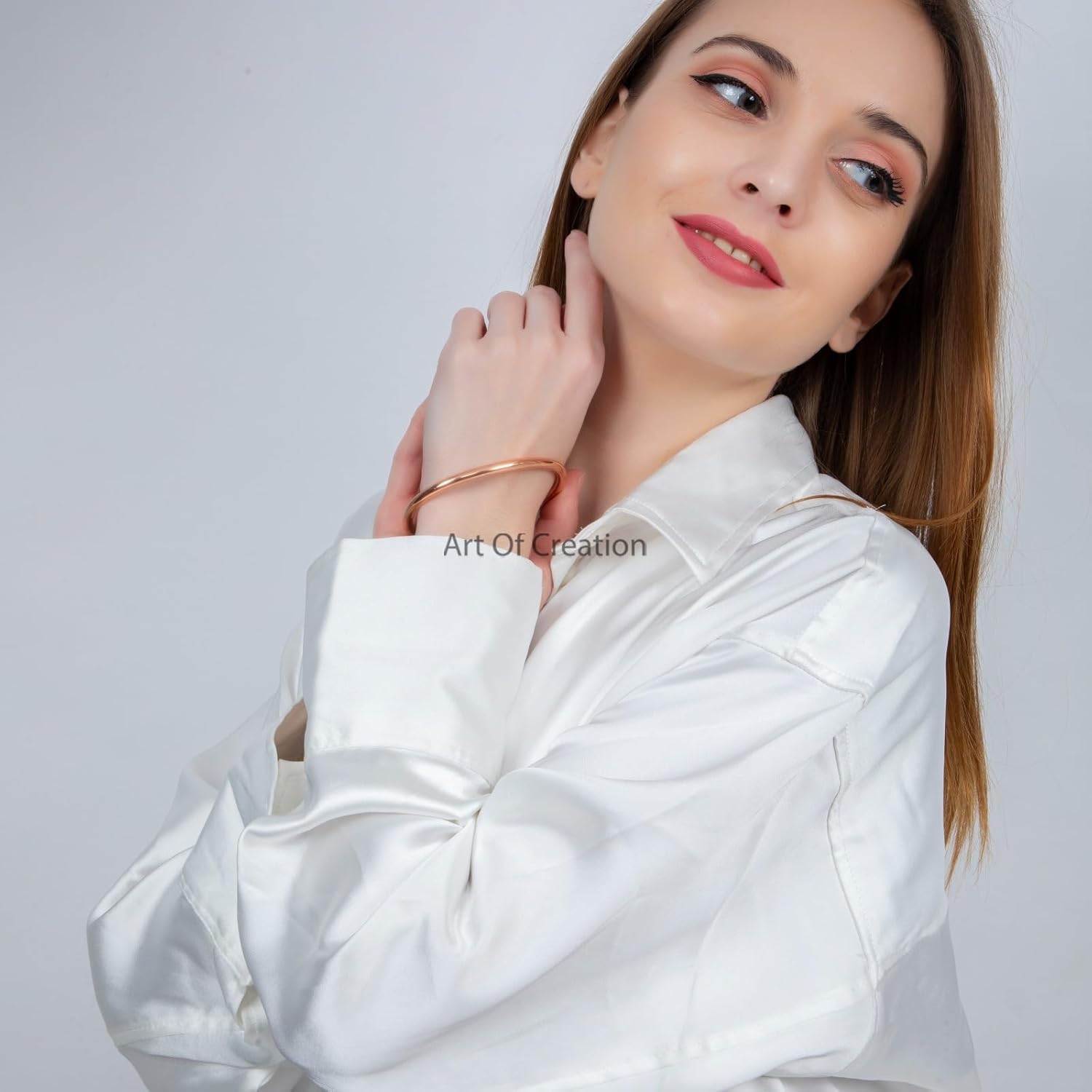 Art Of Creation Handmade Pure Copper Bracelet For Unisex Carpal Tunnel Adjustable Bracelets | Cuff And Kada Yoga Jewelry For Men and Women | India Pattern - Image 5