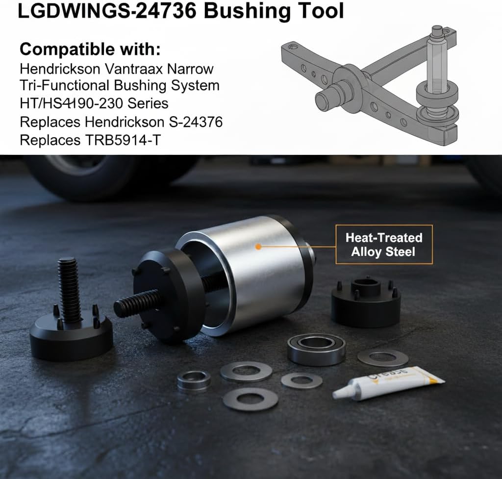 LGDWING Bushing Installation Tool Replacement for Hendrickson S-24736 TRB5914-T Vantraax Narrow Bushing Press Kit – Heavy Duty Control Arm Suspension Bushing Removal Tool, Fits HE9BL-T E-14634 22-924