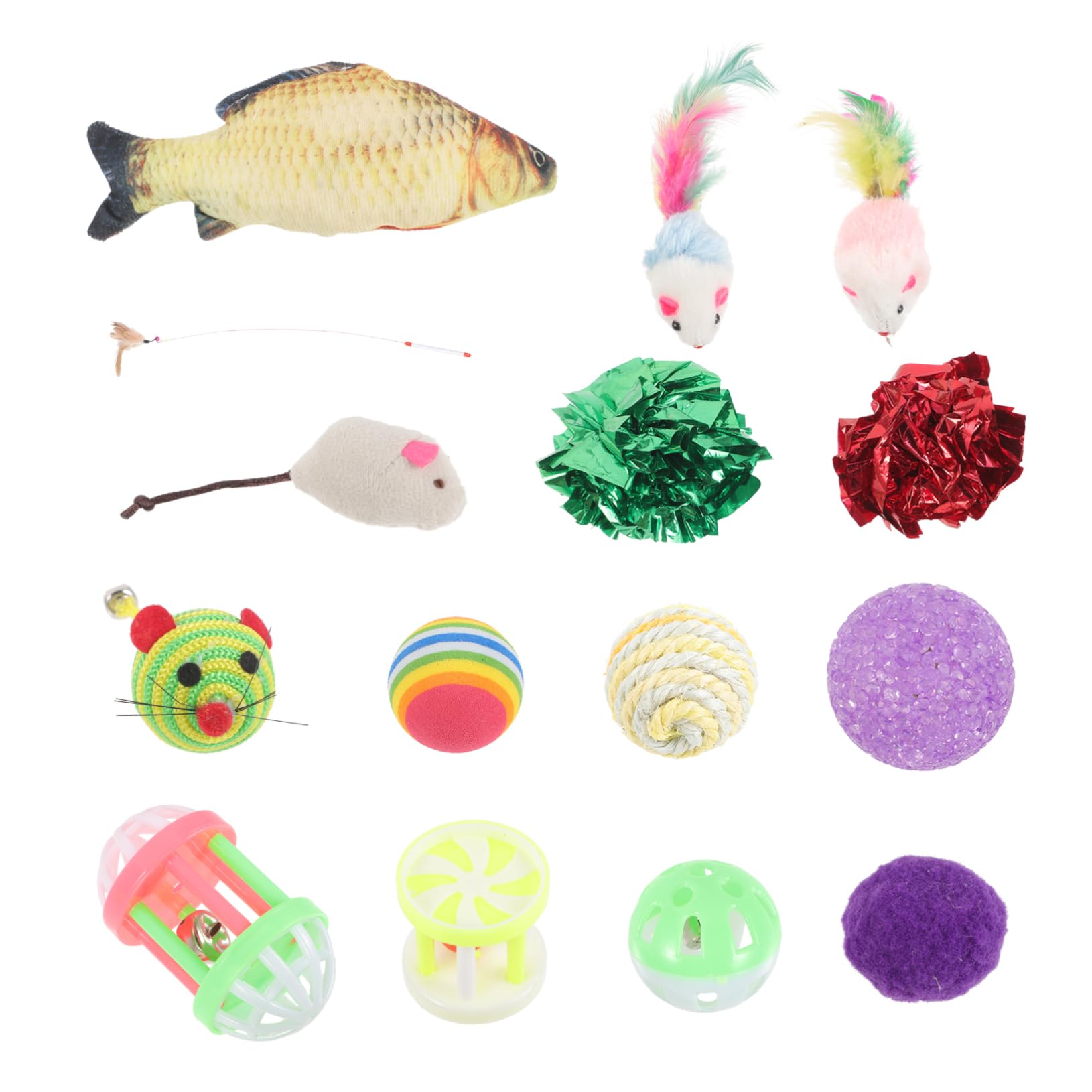 FRCOLOR 48stücke Teiliges Katzenspielzeug Set Für Katzen Interaktive Spielzeuge Mit Lustigen Mäusen Farbenfrohen Designs Und Einzigartigen Funktionen Für Stundenlangen Spielspaß Und