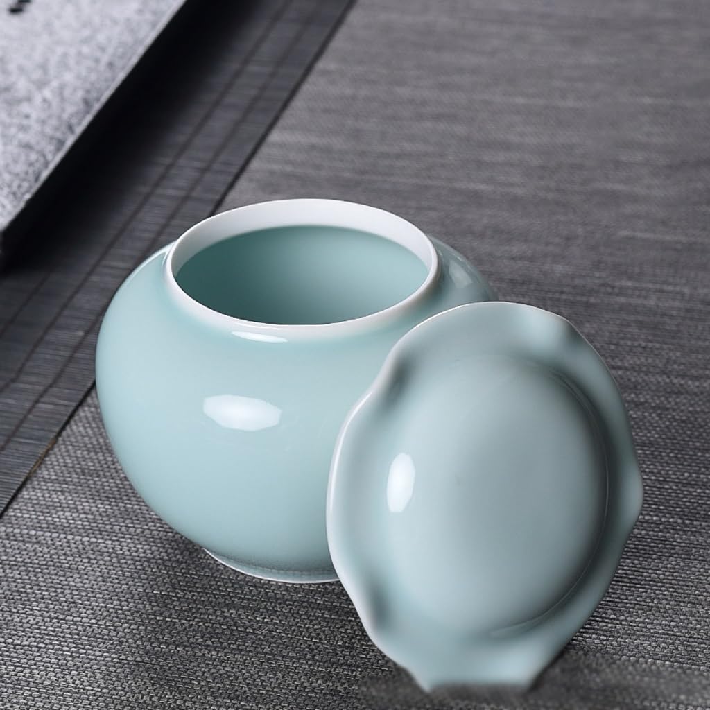XYNSNDB Pojemnik na herbatę Puszka na herbatę z liści seledynowych, zamknięta puszka na herbatę, puszka do przechowywania, ceramiczny zestaw do przechowywania herbaty w gospodarstwie domowym Zestaw do