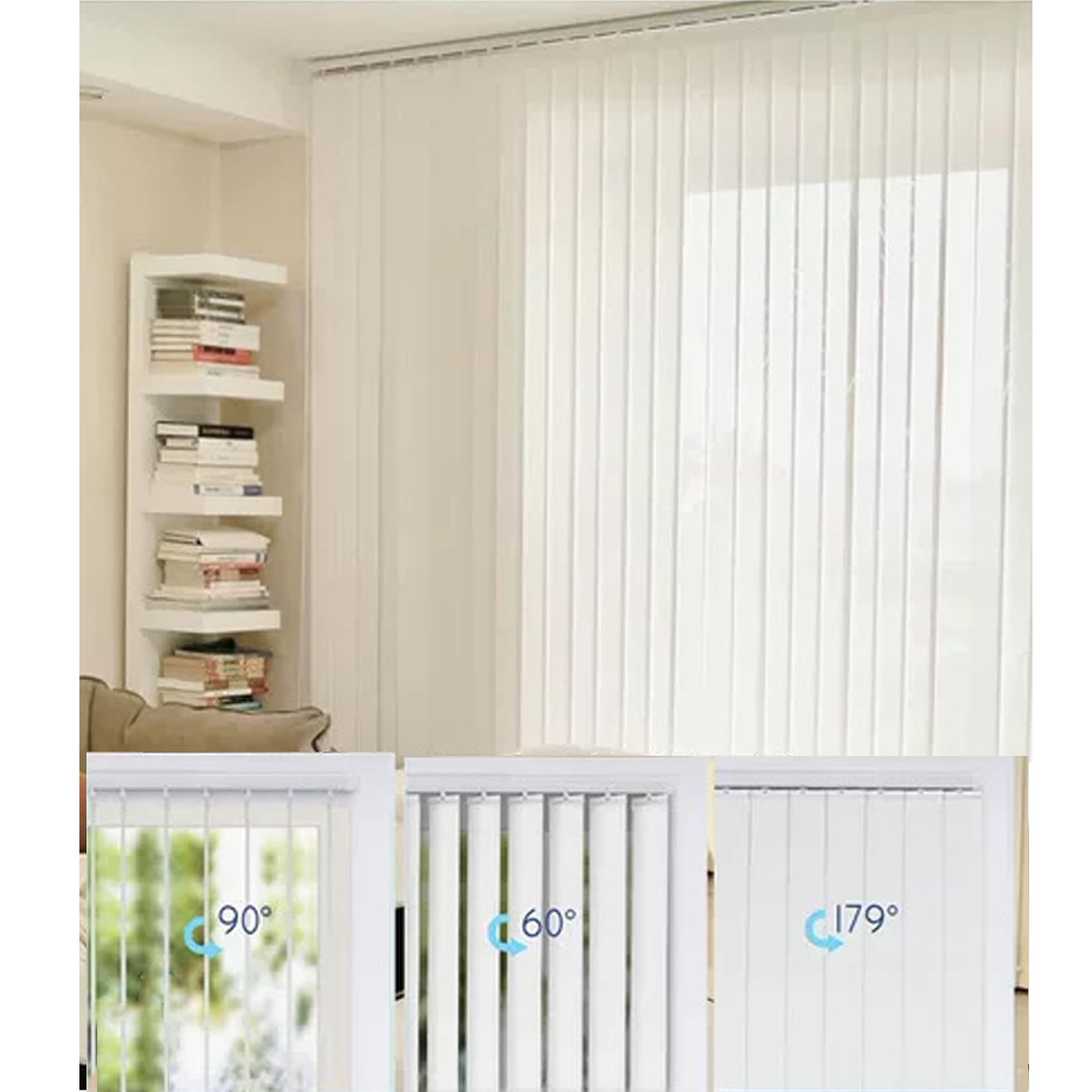 Lamellenvorhang Weiß Vertikaljalousie Komplettset 98mm Verdunkelungsgardine Blickdicht Sichtschutz Sonnenschutz Jalousette für Fenster und Tür,Größe und Farbe Wählbar (140cm x 230cm)