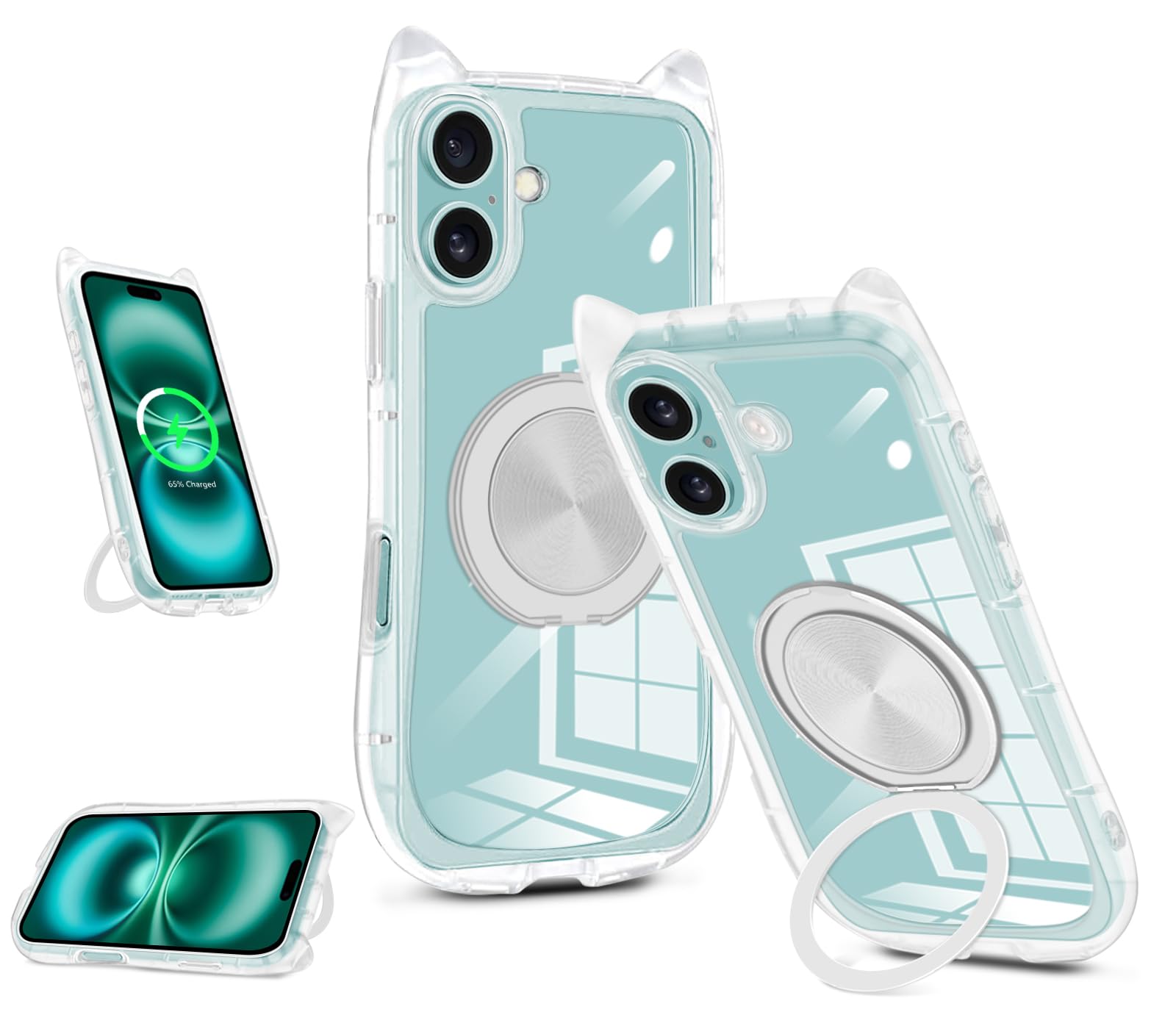 ちま出品 Amazon.co.jp: iPhone 16 用 スマホケース クリア 猫耳デザイン