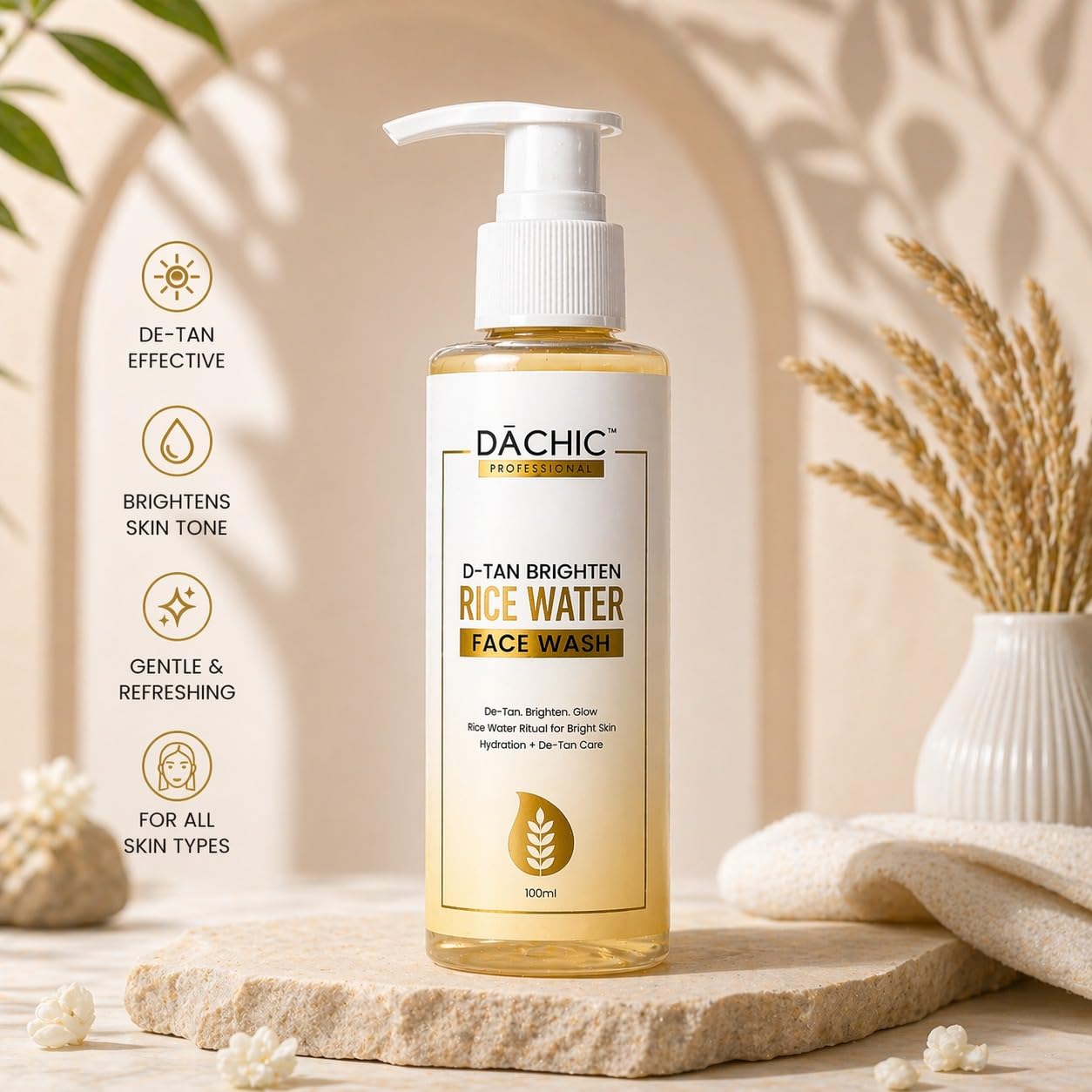 DACHIC Gentle Daily Cleanser for Removing Tan De-Tan Brightening Rice Water Face Wash –, Enhancing Glow, Hydrating Skin & Promoting Smooth, Even-Toned Complexion 1