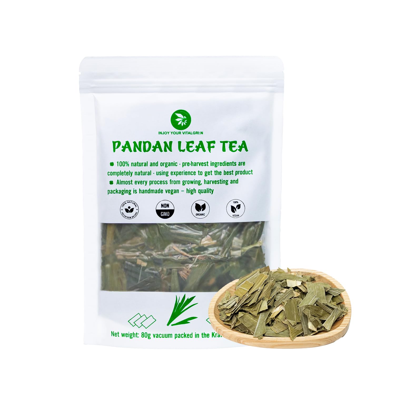 Natural Pandan Leaf Tea - 3 Oz Whole Leaves, Sweet & Fragrant, Re-Steep Vietnamese Herbal Detox Tea for Relax & Skin Effect, EnergySupport, Pandan Leaf for Food Coloring