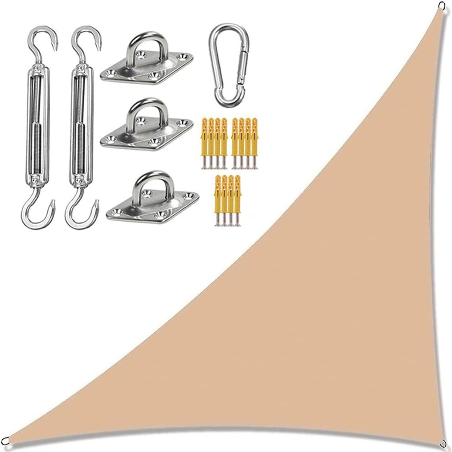 LYGBAOFUL Kit di Vela Parasole Impermeabile con Blocco UV per Picnic in Giardino, Campeggio, Triangolo ad Angolo retto, Parasole da Giardino, Crema, 6 m x 6 m x 6 m