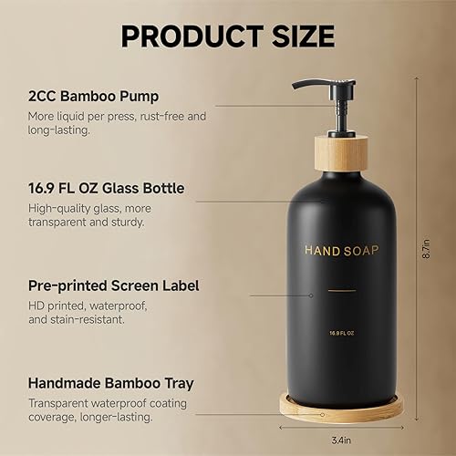 Miniatura 2 de Dispensador de jabón negro mate, dispensador de jabón de manos para fregadero de cocina, dispensador de jabón de manos para baño (negro y mano)