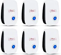 Repelente de pragas ultrassônico, pacote com 6, repelente eletrônico de controle de pragas, repelente de roedores para mosquitos, ratos, baratas, ratos, insetos, aranha, formiga, moscas