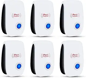 Repelente de pragas ultrassônico, pacote com 6, repelente eletrônico de controle de pragas, repelente de roedores para mosquitos, ratos, baratas, ratos, insetos, aranha, formiga, moscas
