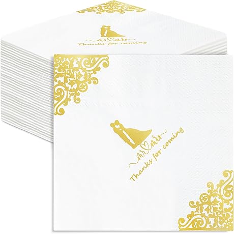 Memorable White and Gold Wedding Napkins for an Elegant Reception