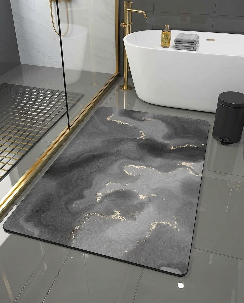 Tapis de Bain en Pierre de Diatomée Super Absorbant et Antidérapant
