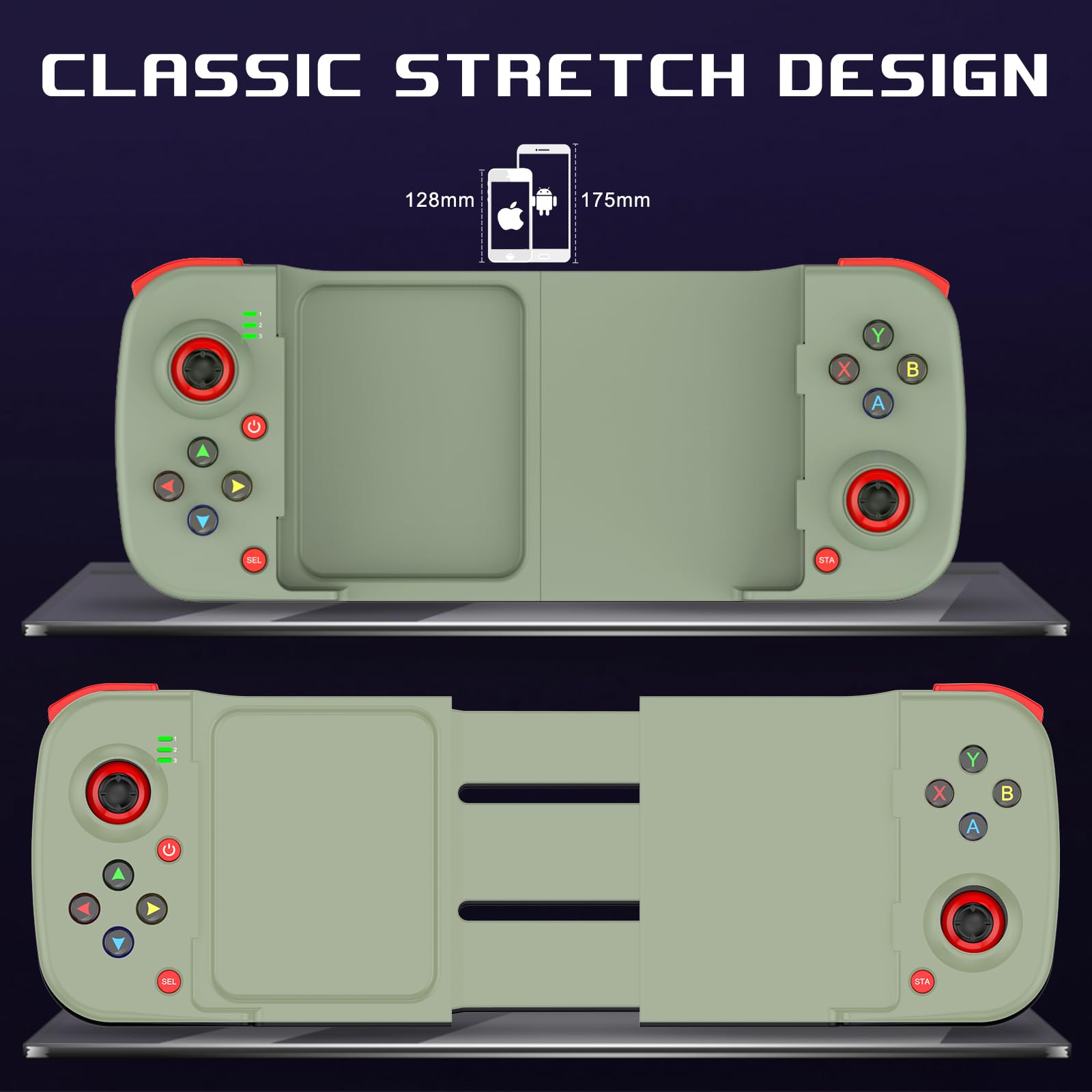 Megadream Controlador de juegos móvil Gamepad para iPhone iOS Android PC: funciona con iPhone 14/13/12/11/X, iPad, Samsung Galaxy, TCL, Tablet, Call of Duty, Apex Legends - Jugar directamente (verde)