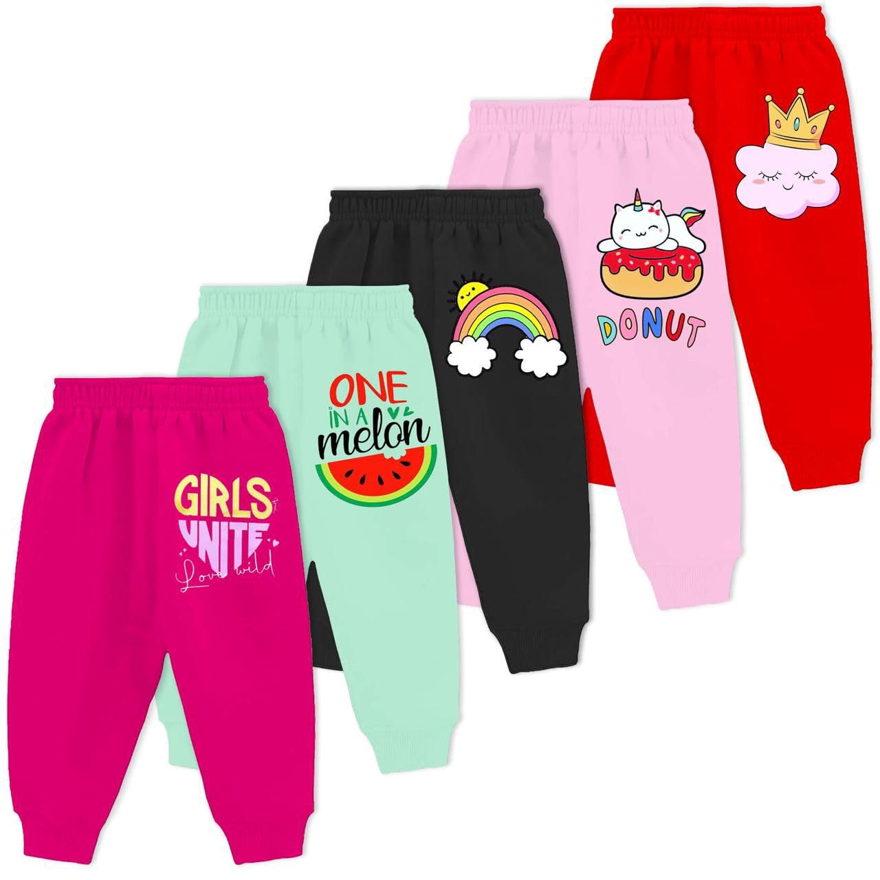 Berry Joy Baby Girls Cotton Full Pants – Pack of 5 | SMulticolor - Image 2 thumbnail